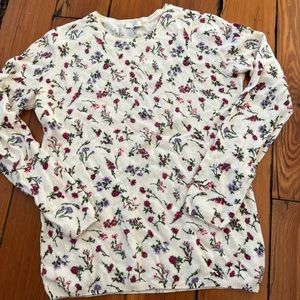 Joie Cashmere Floral Crew Neck Sweater Size S